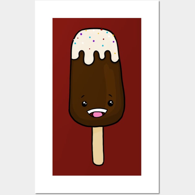 Kawaii Ice Cream with Chocolate Shell,Vanilla Drizzle, and Rainbow Sprinkles Wall Art by Fun4theBrain